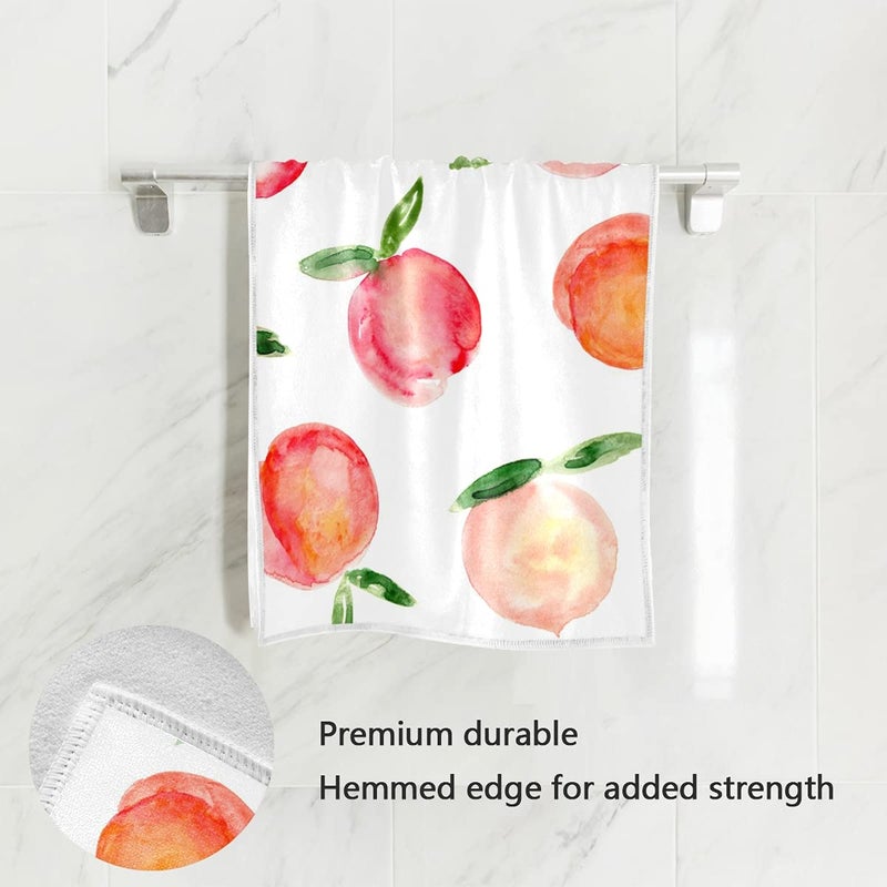 ZZAEO Watercolor Peach Towel Cute Fruit Hand Towel, 30 x 15 inch Thin Lightweight Soft Fingertip Towel for Home Bathroom Theme Decor - Image 2
